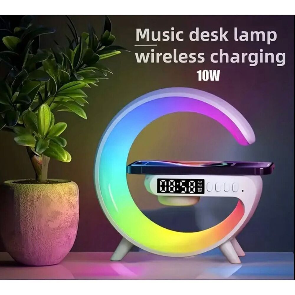 NWT Bluetooth Wireless Charger Station Stand w Alarm Clock Speaker & Light - Picture 11 of 12